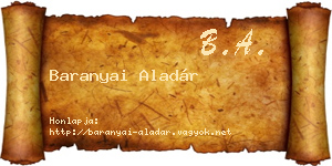Baranyai Aladár névjegykártya